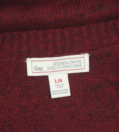 GAP Men's Red Cotton Crew Neck Pullover Jumper Size L