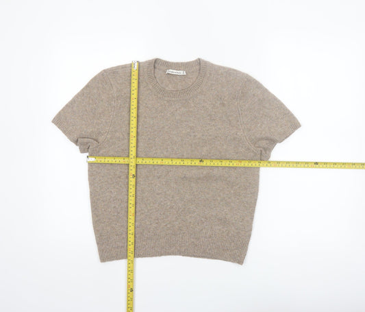 Abercrombie & Fitch Womens Beige Wool Blend Short Sleeve Jumper M