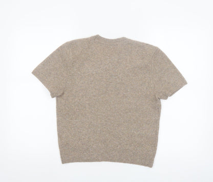 Abercrombie & Fitch Womens Beige Wool Blend Short Sleeve Jumper M