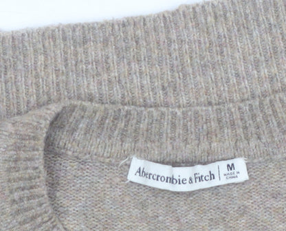 Abercrombie & Fitch Womens Beige Wool Blend Short Sleeve Jumper M