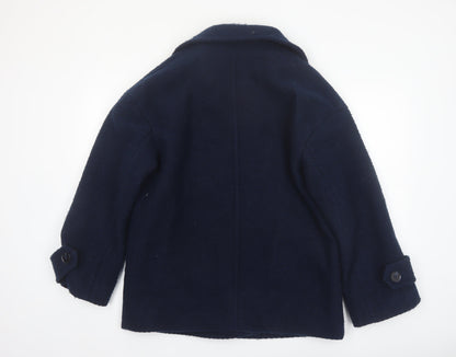 Marks and Spencer Women's Blue Wool Blend Pea Coat Size 14