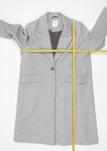 Next Womens Grey Petite Long Coat 18P Polyester Blend Smart Jacket