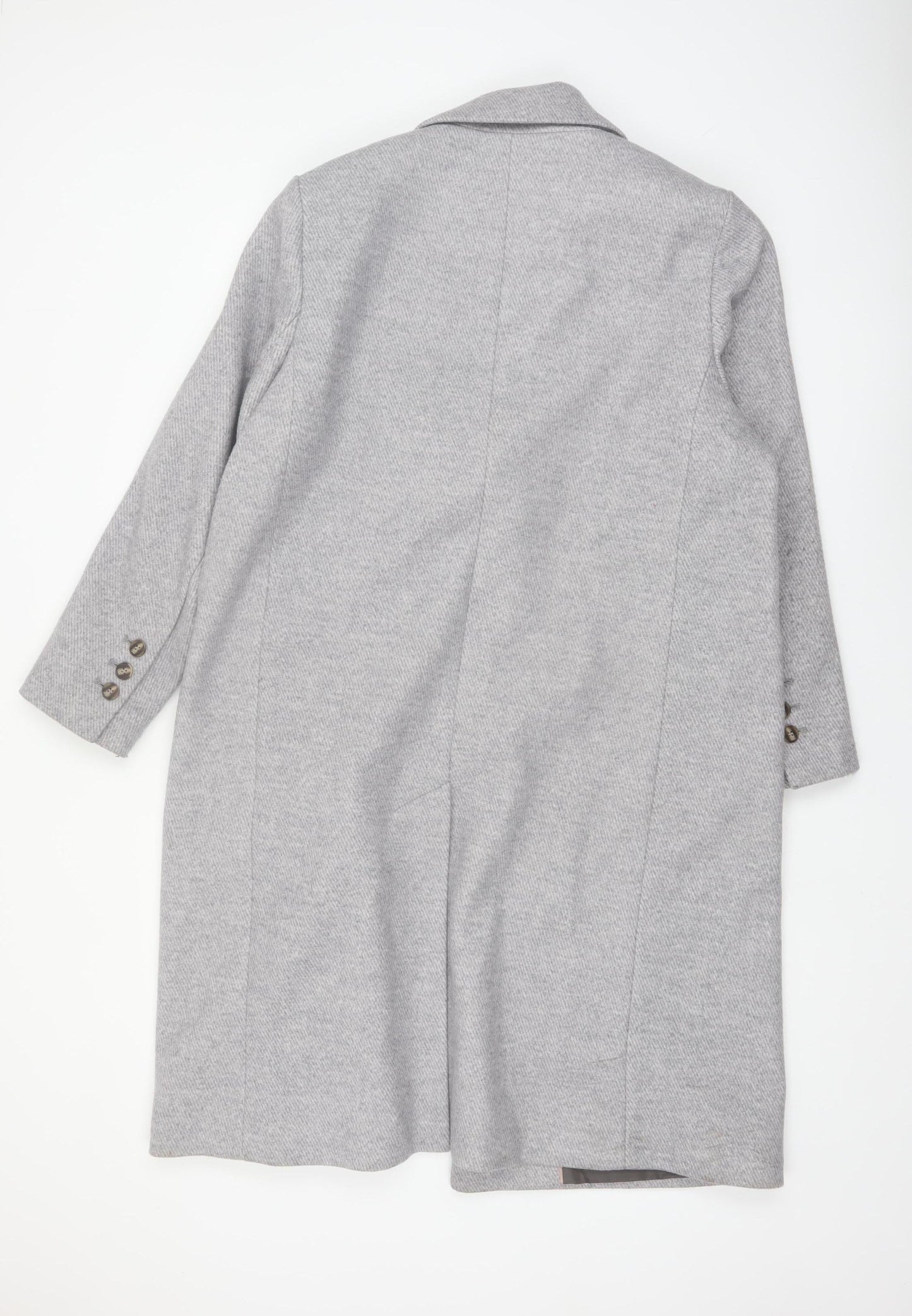 Next Womens Grey Petite Long Coat 18P Polyester Blend Smart Jacket