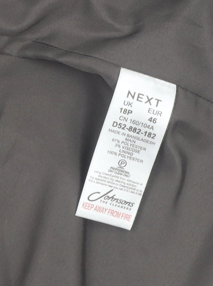 Next Womens Grey Petite Long Coat 18P Polyester Blend Smart Jacket