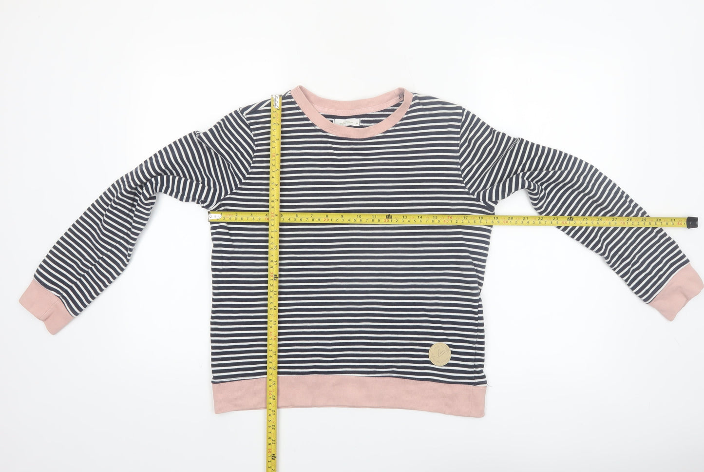 Reserved Women’s Navy Striped Sweatshirt Medium Organic Cotton