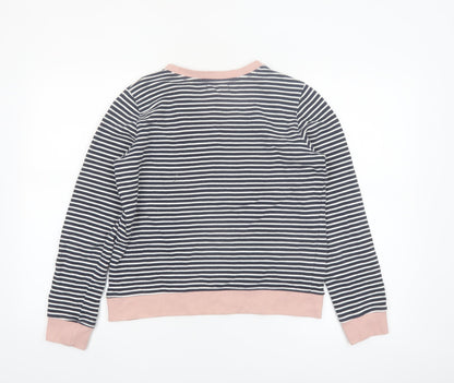 Reserved Women’s Navy Striped Sweatshirt Medium Organic Cotton