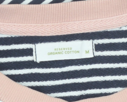 Reserved Women’s Navy Striped Sweatshirt Medium Organic Cotton