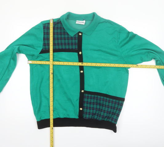 Alfred Dunner Women's Green Collared Check Button-Up Top Size L