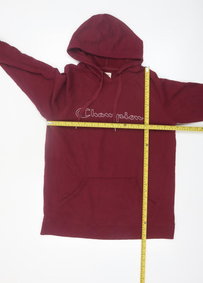 Champion Men's Red Pullover Hoodie Large Logo Athletic Sweatshirt