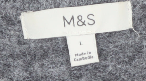 Marks and Spencer Women’s Grey Argyle Knit Crew Neck Jumper L