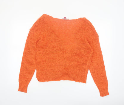 Joe Browns Women’s Orange V-Neck Twist Front Knit Jumper Size 12