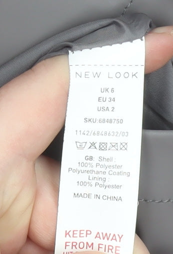 New Look Women’s Grey Waterproof Hooded Rain Coat Jacket Size 6