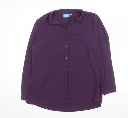 Classic Women's Purple Long Sleeve Button-Up Blouse Size 18