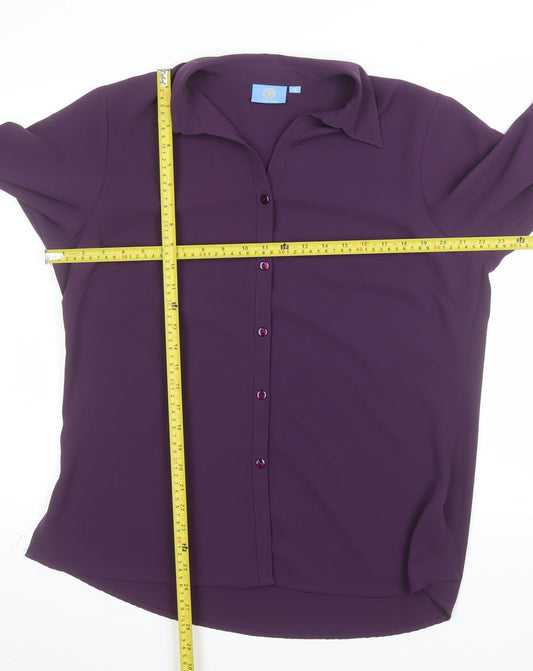 Classic Women's Purple Long Sleeve Button-Up Blouse Size 18