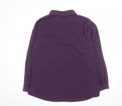 Classic Women's Purple Long Sleeve Button-Up Blouse Size 18
