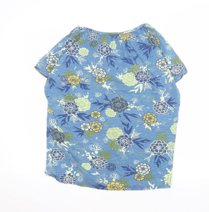 Isle Essentials Women's Blue Floral Cotton Short Sleeve T-Shirt Size 18-20