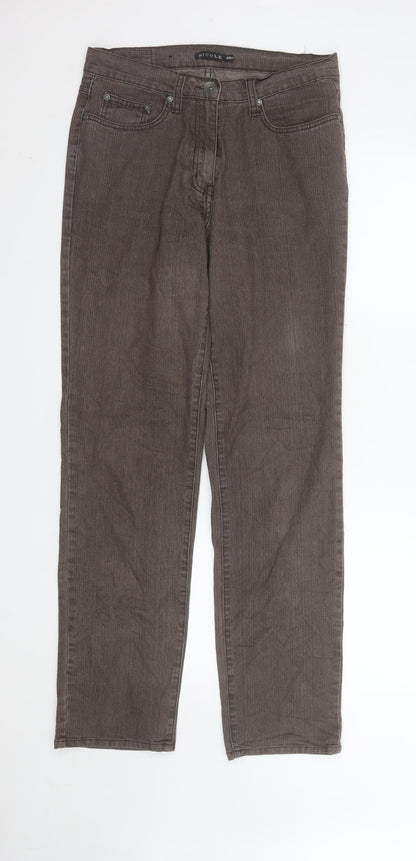 Nicole Women Brown Straight Jeans Size 12 Stretch Denim