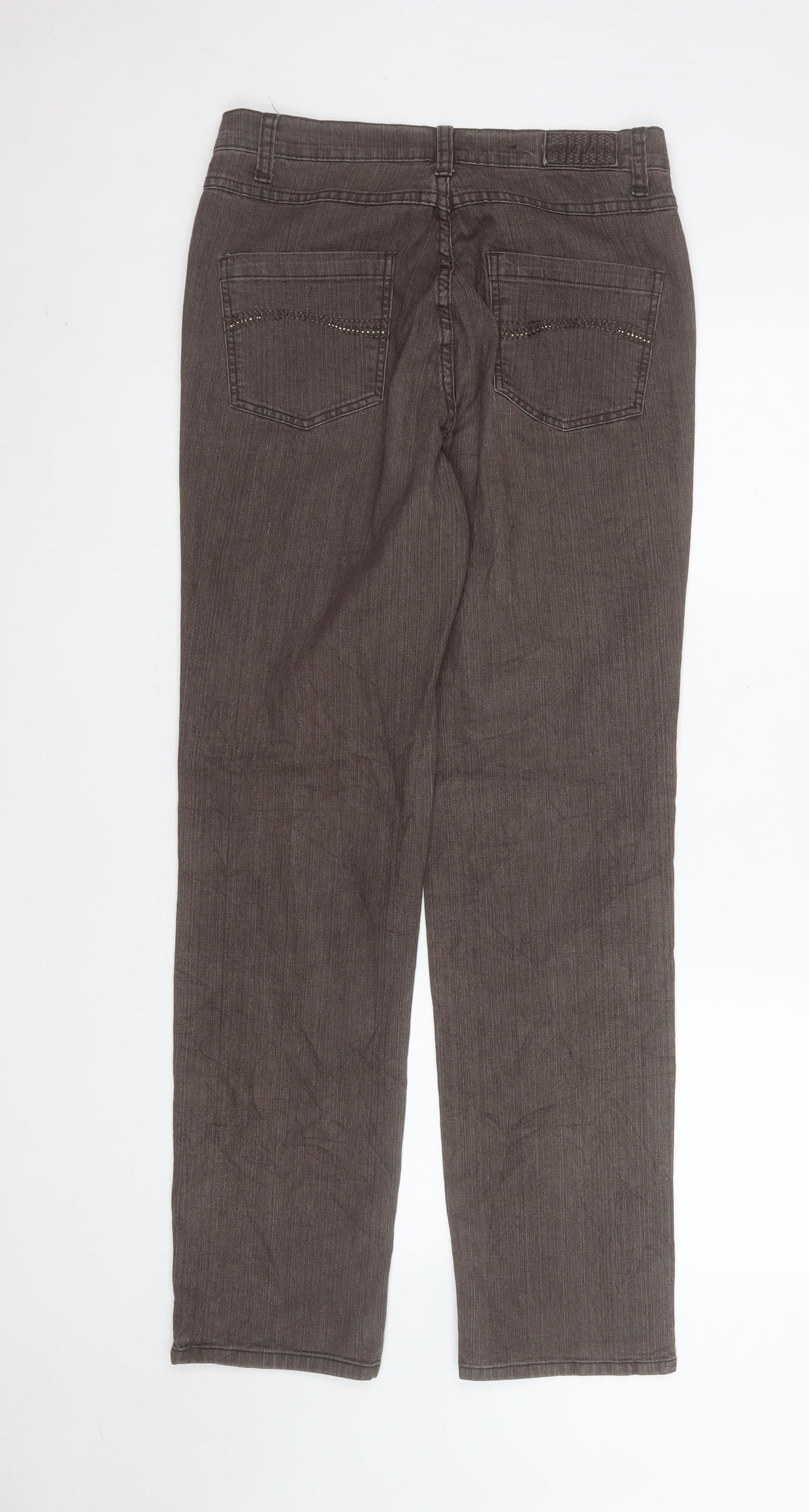 Nicole Women Brown Straight Jeans Size 12 Stretch Denim