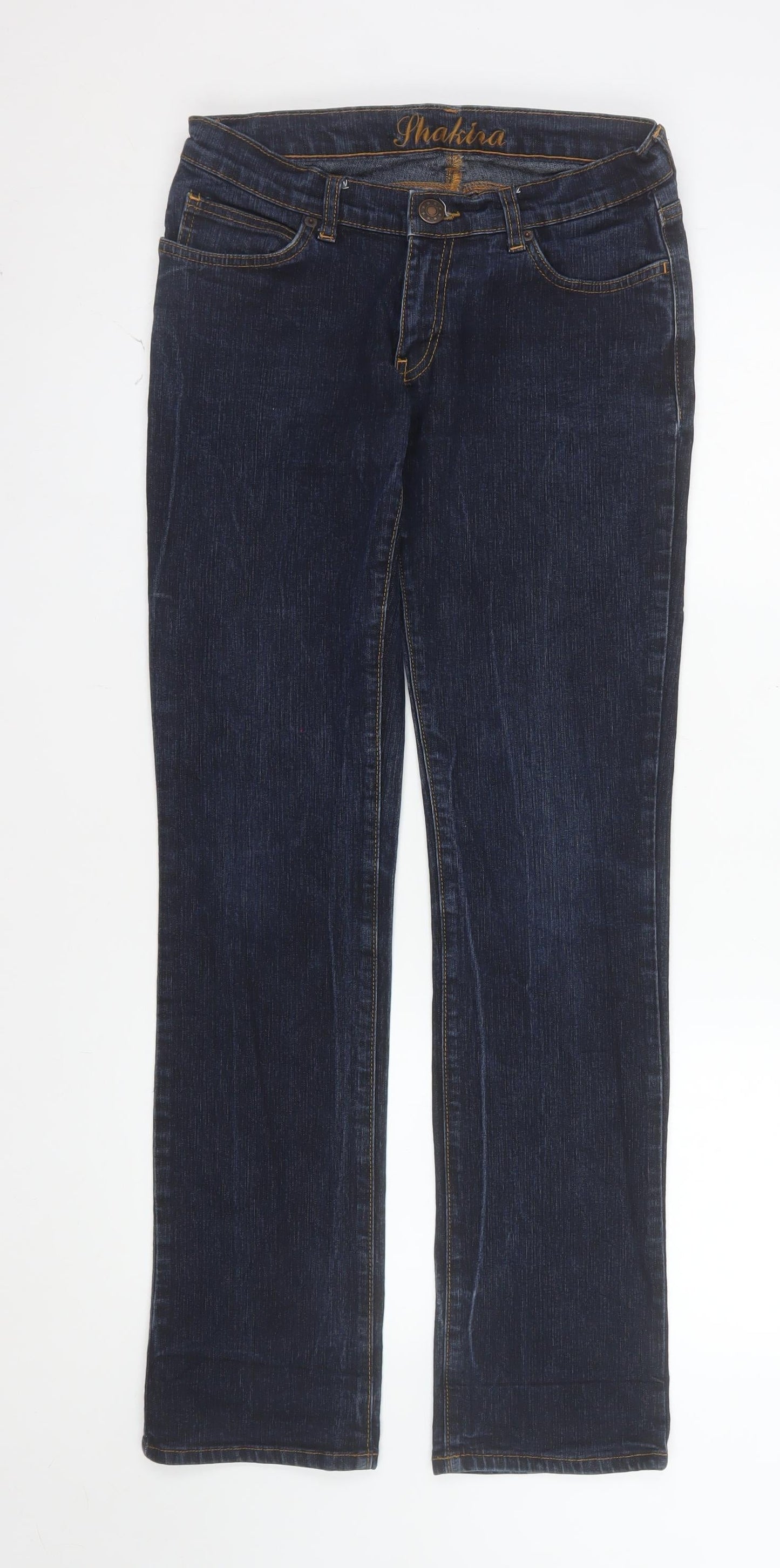 Shakira Women's Blue Straight Leg Stretch Denim Jeans Size 12