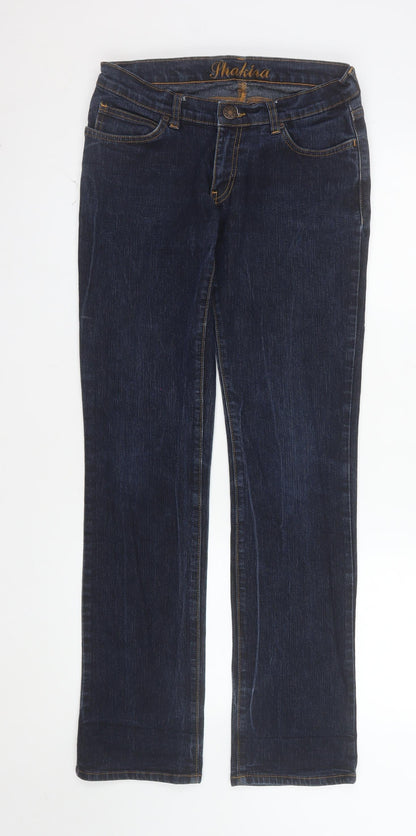Shakira Women's Blue Straight Leg Stretch Denim Jeans Size 12