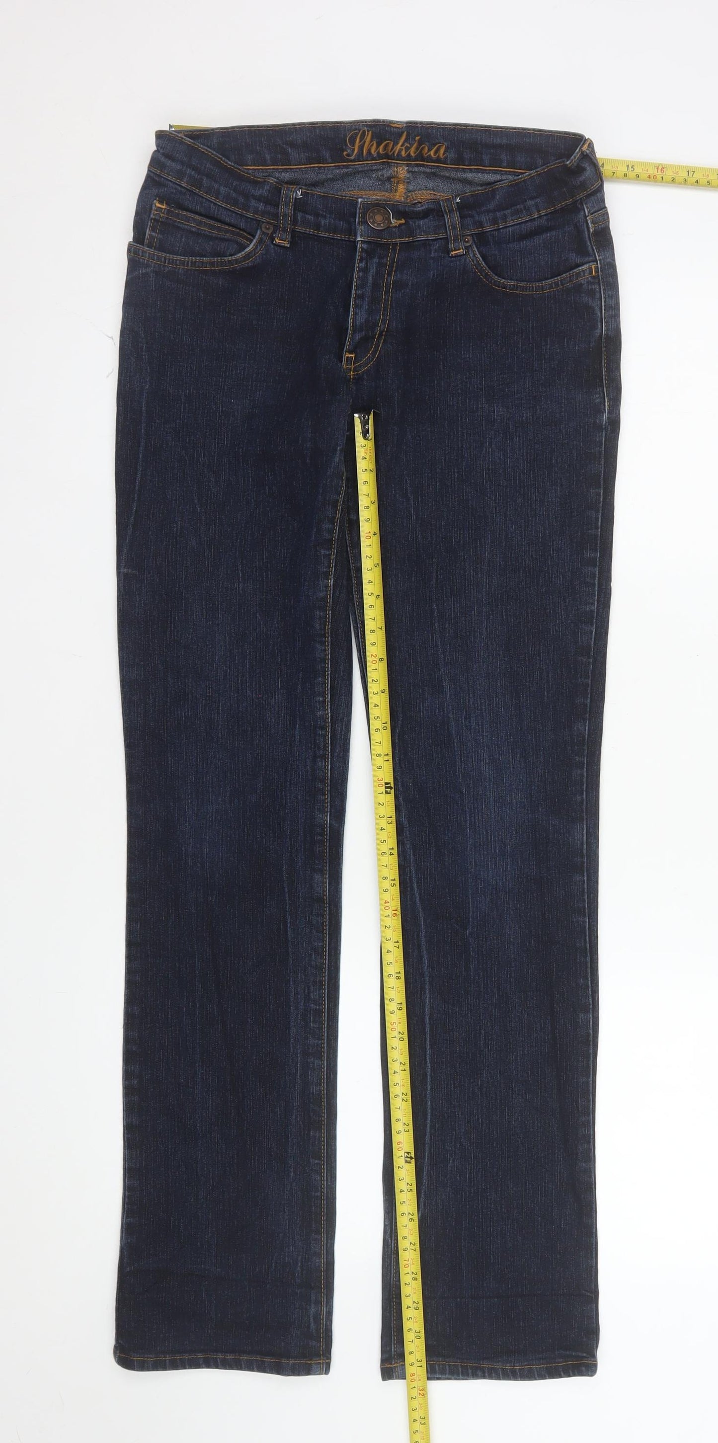 Shakira Women's Blue Straight Leg Stretch Denim Jeans Size 12