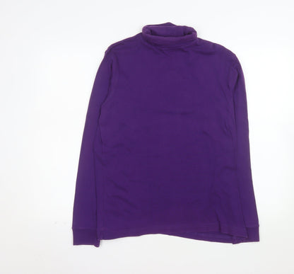 Cotton Traders Women's Purple Roll Neck Long Sleeve T-Shirt L