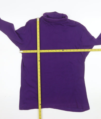 Cotton Traders Women's Purple Roll Neck Long Sleeve T-Shirt L