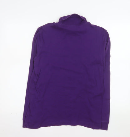 Cotton Traders Women's Purple Roll Neck Long Sleeve T-Shirt L