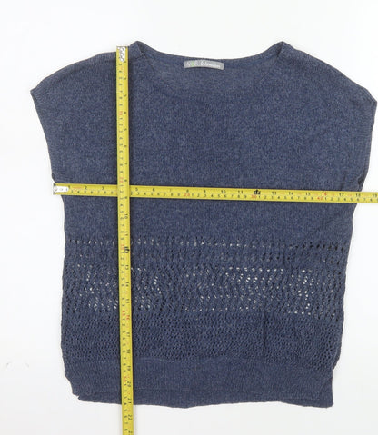Marks and Spencer Women Blue Linen Blend Sleeveless Pullover Jumper UK 12