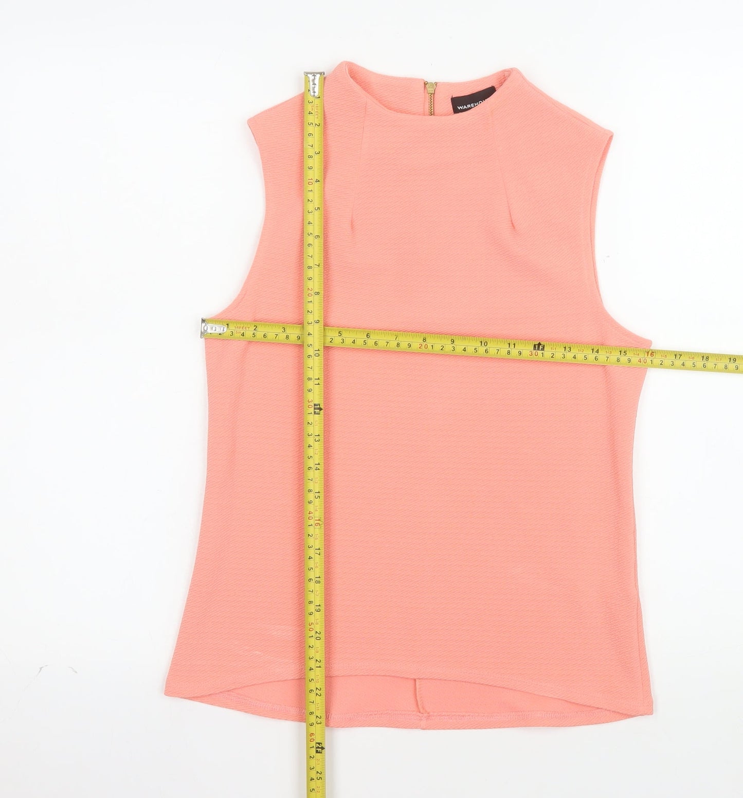 Warehouse Women’s Pink Sleeveless High Neck Blouse UK 10
