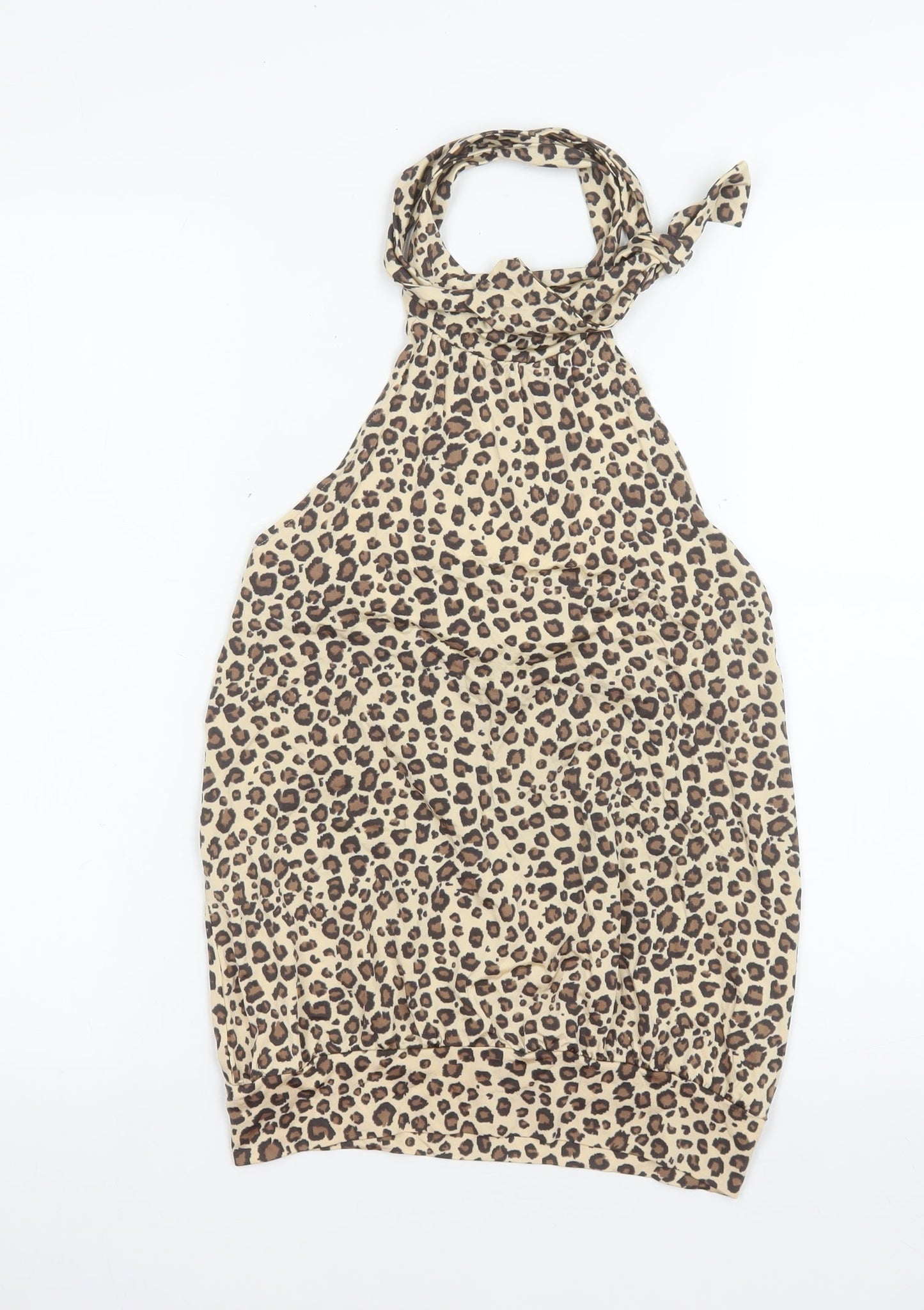 H&M Women’s Beige Leopard Print Halter Camisole Tank Top M