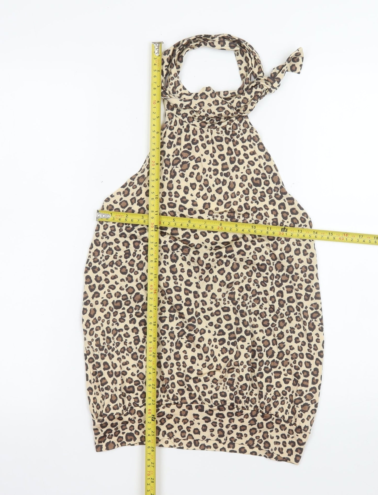 H&M Women’s Beige Leopard Print Halter Camisole Tank Top M