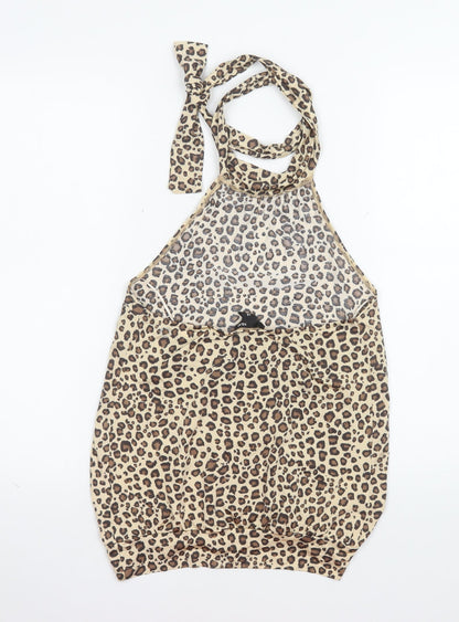 H&M Women’s Beige Leopard Print Halter Camisole Tank Top M