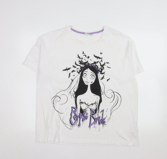 Corpse Bride Women’s White 2XL T-Shirt Gothic Movie Graphic Tee
