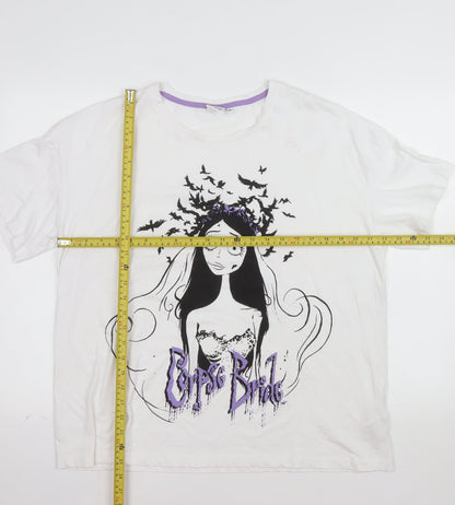 Corpse Bride Women’s White 2XL T-Shirt Gothic Movie Graphic Tee