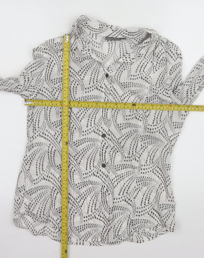 Mexx Womens White Geometric Cotton Button-Up Shirt Size 16