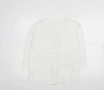 Adini Women’s White Cotton Long Sleeve Button Blouse L