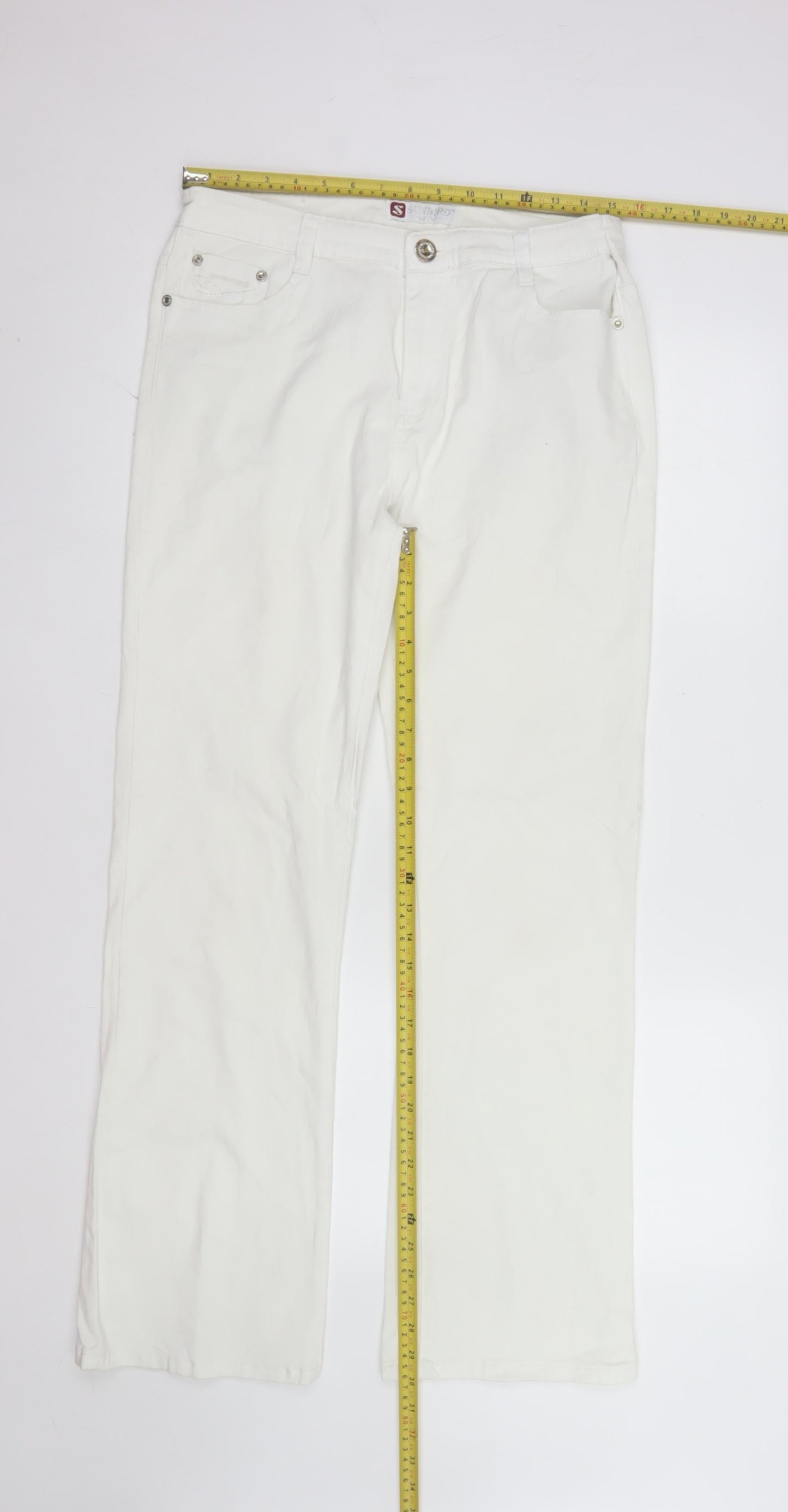 Sunbird Women’s White Straight Leg Cotton Jeans Size 34