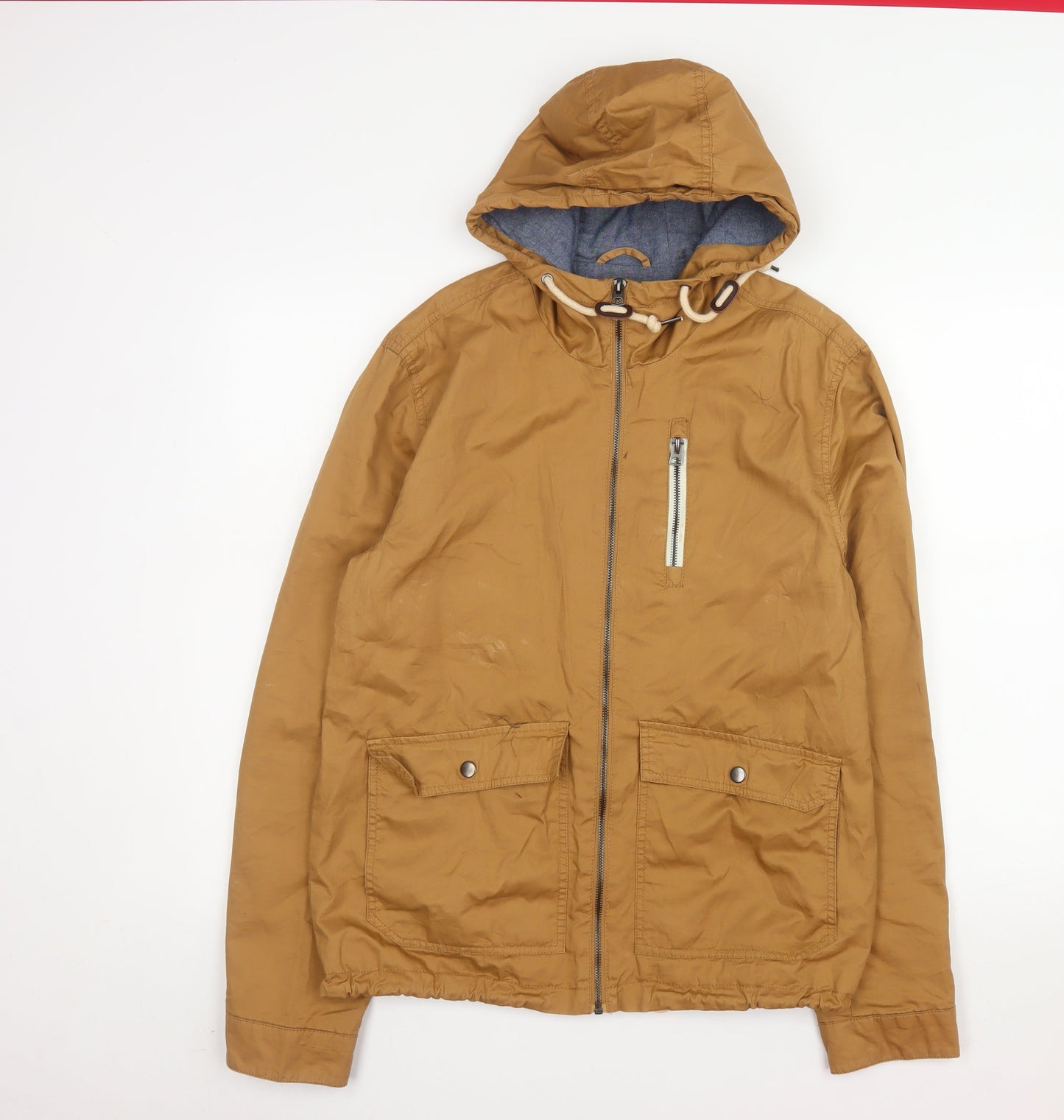 Cedar Wood State Men’s Brown Hooded Full Zip Windbreaker Jacket M