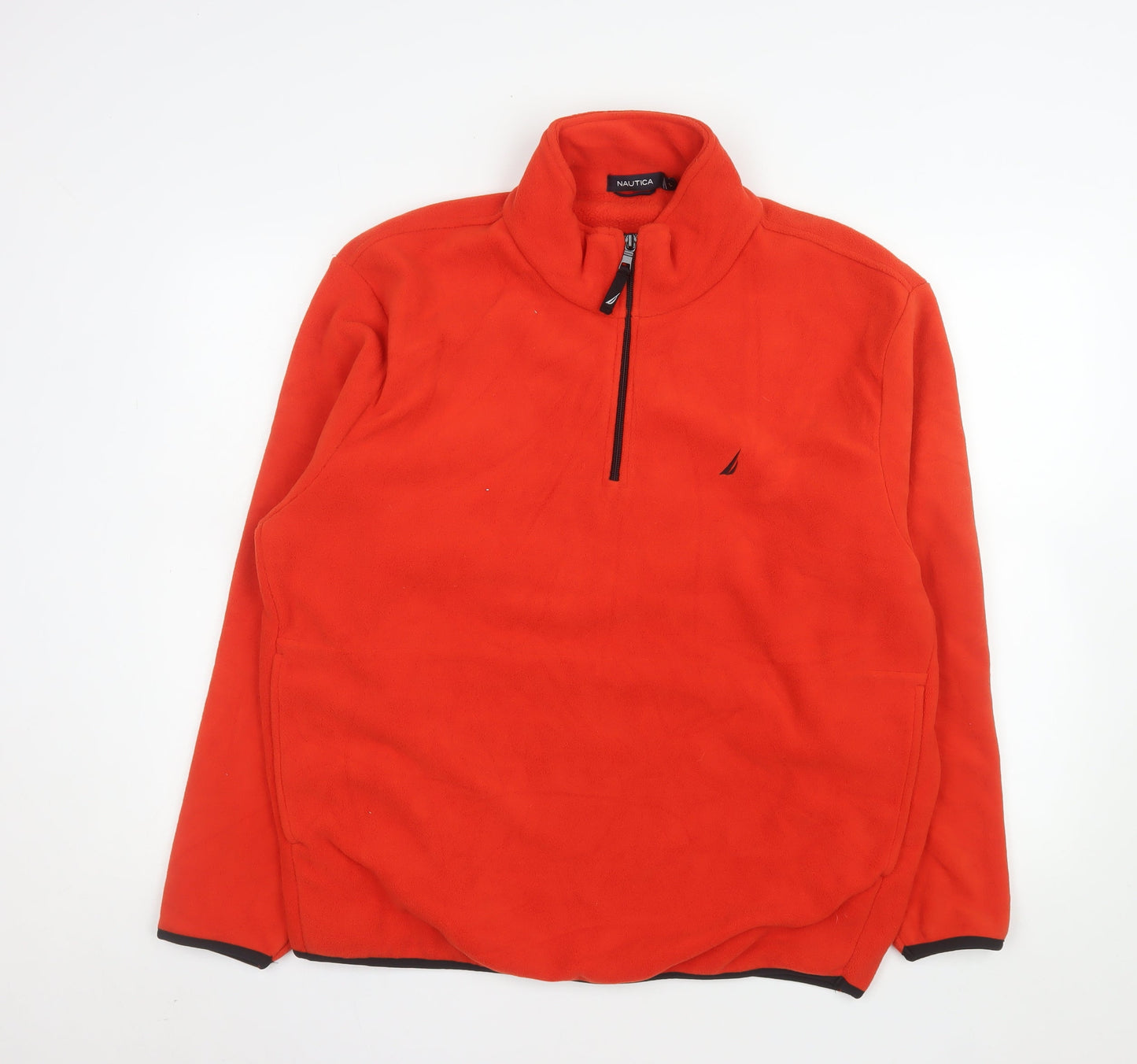 Nautica Mens Red Fleece 1/4 Zip Pullover Sweatshirt Size L