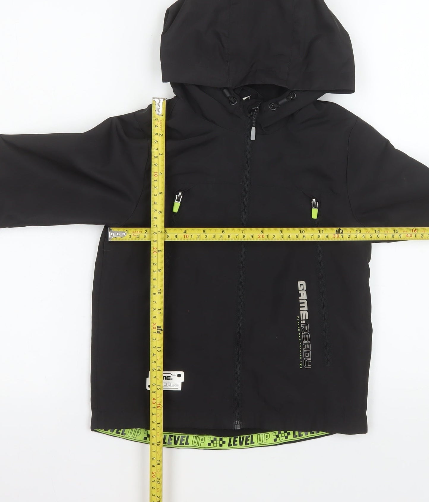 F&F Boys Black Hooded Soft Shell Jacket 4-5 Years Gaming Design