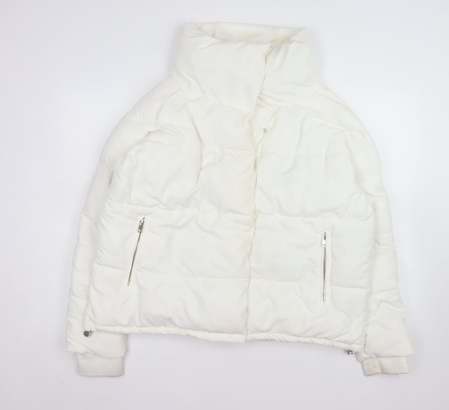 Quiz Women's White Puffer Jacket Size 16 Winter Zip Coat