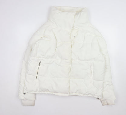 Quiz Women's White Puffer Jacket Size 16 Winter Zip Coat