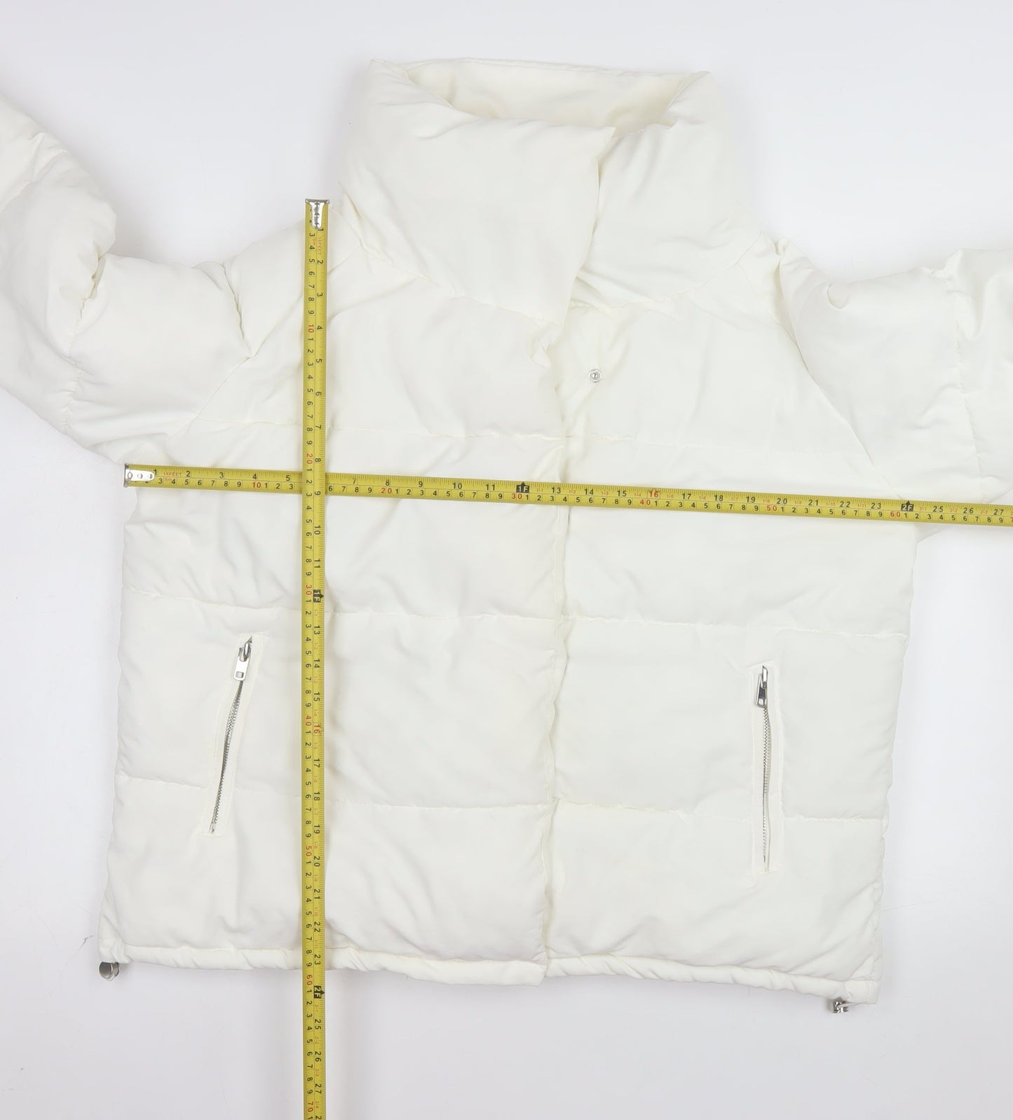 Quiz Women's White Puffer Jacket Size 16 Winter Zip Coat