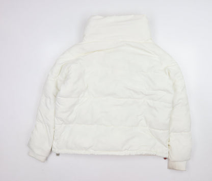 Quiz Women's White Puffer Jacket Size 16 Winter Zip Coat