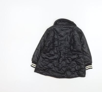 Pakpao Girls Black Faux Leather & Fur Mid-Length Coat Size S