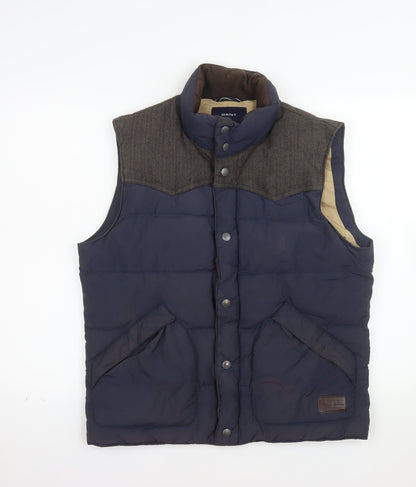 GANT Men's Blue Padded Tweed Collar Waistcoat Size M