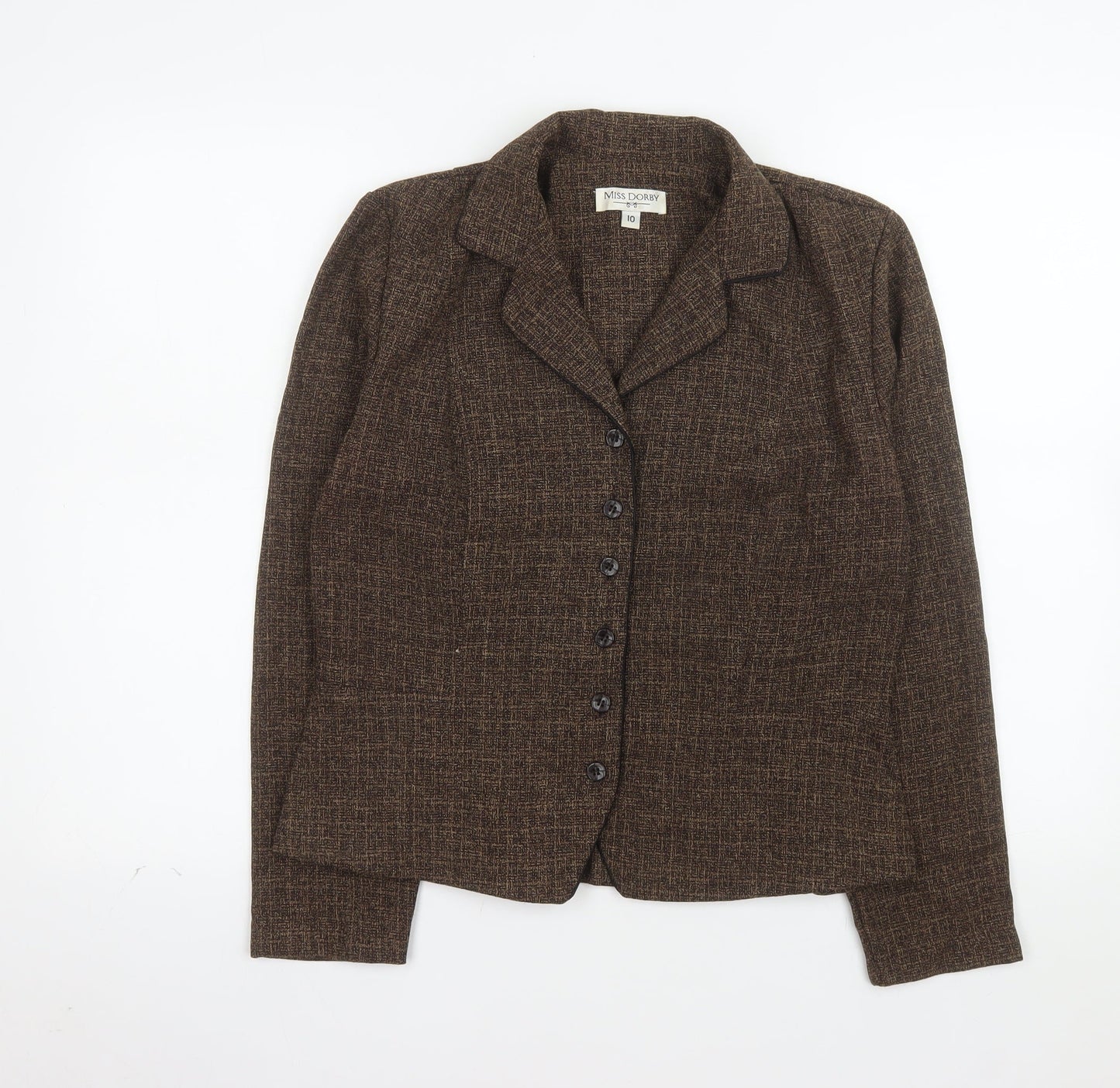Miss Dorby Women's Brown Tweed Wool Blend Blazer Size 10