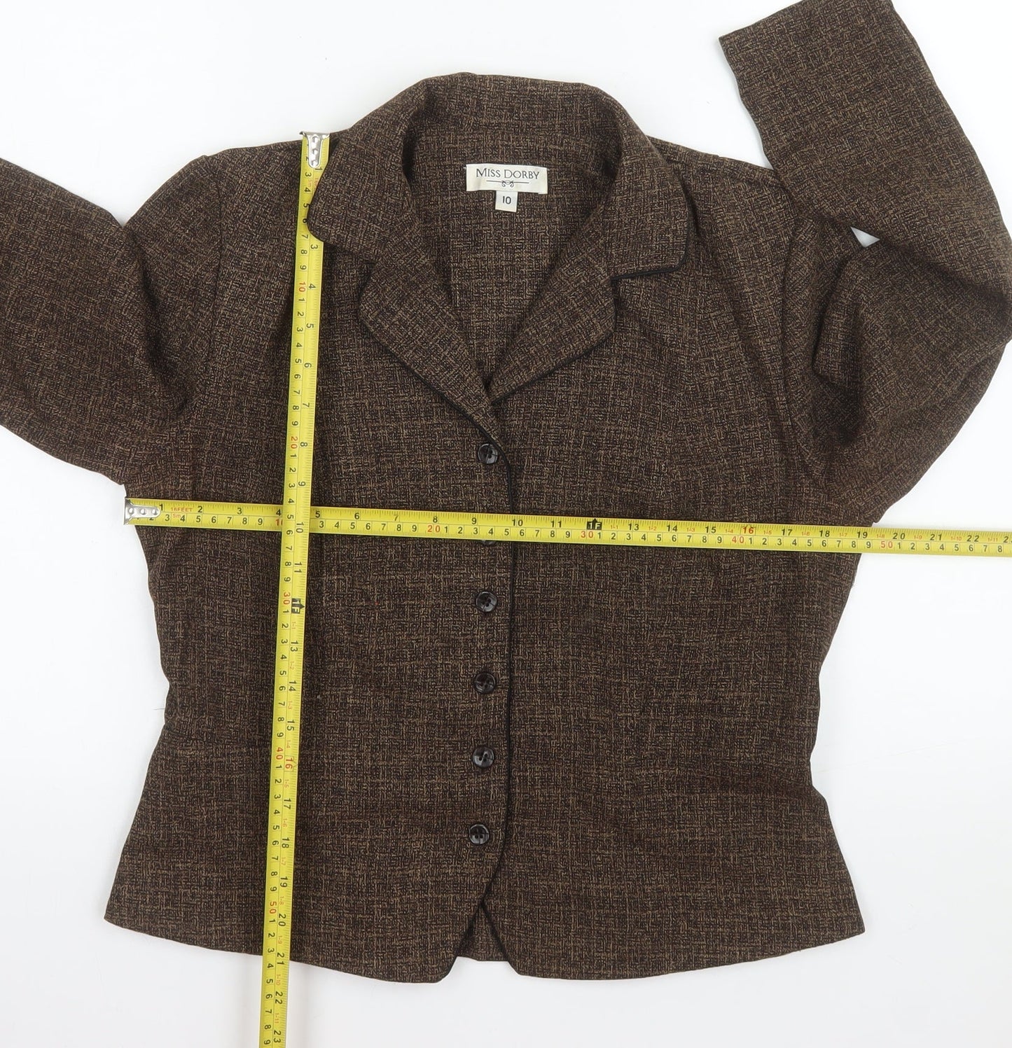 Miss Dorby Women's Brown Tweed Wool Blend Blazer Size 10
