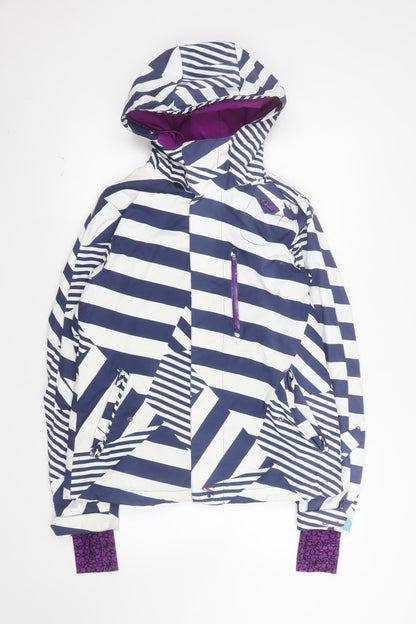 O'Neill Women's Blue Striped Waterproof Ski Jacket Size M